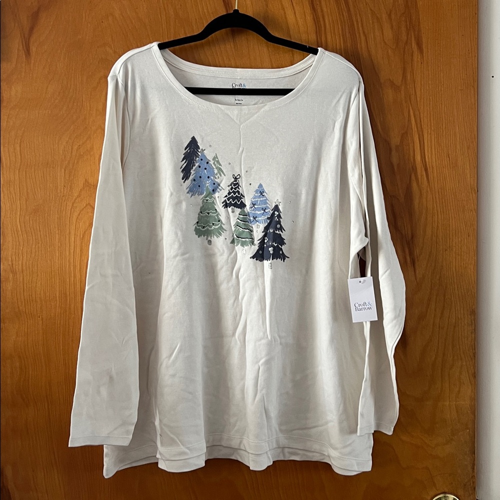 NWT Croft & Barrow Christmas Tree Long Sleeve Shirt